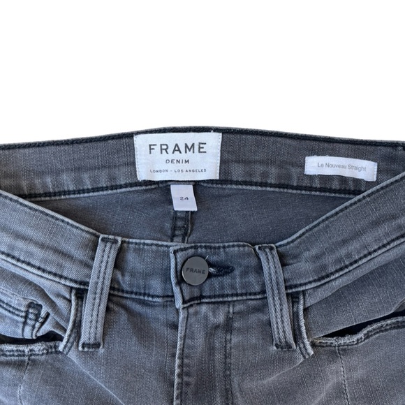 Frame Denim Le Nouveau Split Hem Straight Cropped Black Gray Jean - Size 24 - Picture 6 of 12